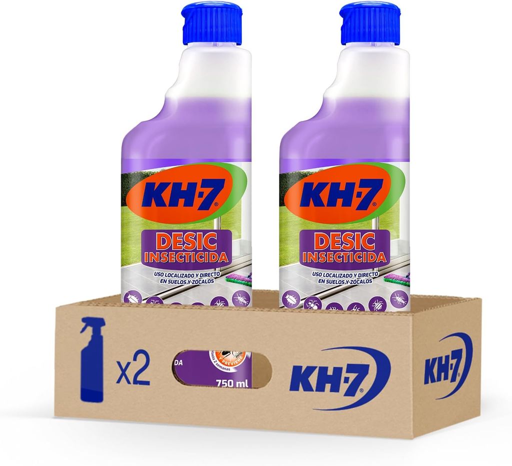 Imagen de: KH-7 Desic Insecticida, Elimina y protege de insectos rastreros tu hogar, Aroma a Lavanda Duradero, Pack de 2 x 750 ml, el embalaje puede variar