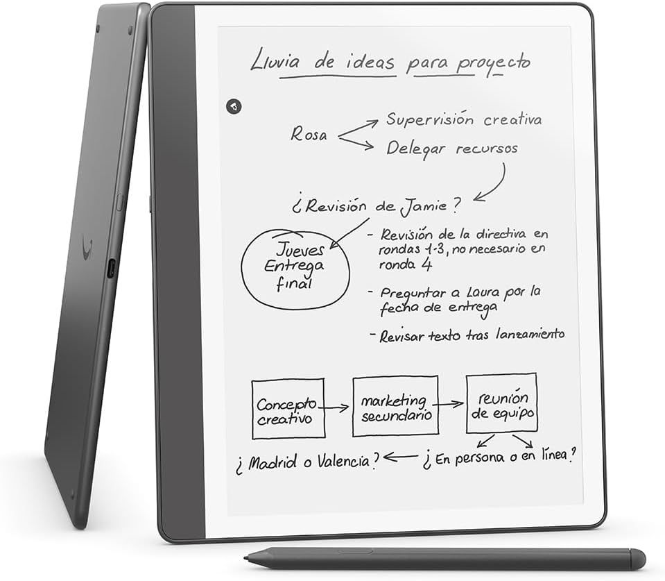 Imagen de: Amazon Kindle Scribe (16 GB) | Pantalla rediseñada con bordes uniformes. Escribe a mano sobre tus libros y documentos | Lápiz prémium | Gris tungsteno