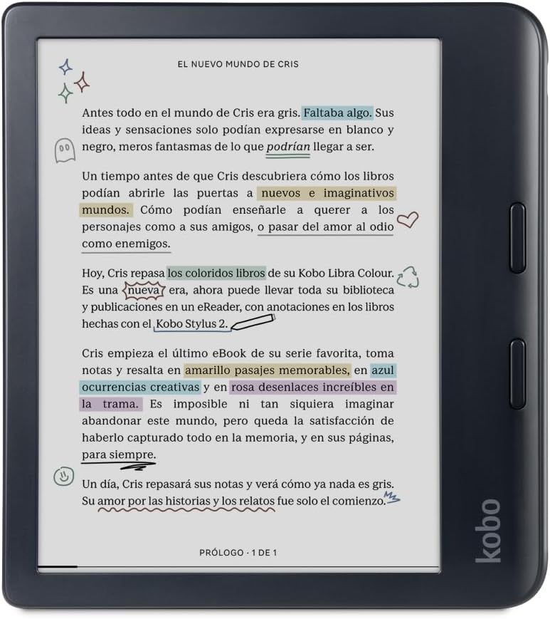 Imagen de: Kobo Libra Colour eReader | Pantalla E Ink Kaleido™ 3 de 7" | Temperatura del Color y Brillo Ajustables | Reducción luz Azul | eBooks y AudioBooks | Memoría 32 GB | Resistente al Agua | Negro