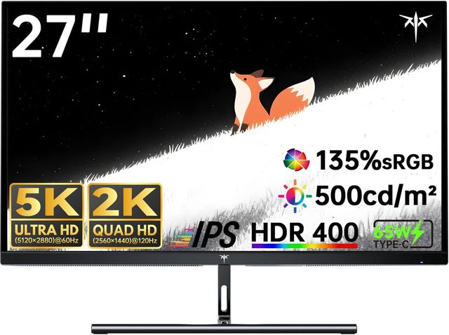 Imagen de la oferta: KTC Monitor 5K 27 Pulgadas | Modo Dual 5K (5120x2880) @60Hz / 2K@160Hz | 99% DCI-P3, 100% sRGB, ΔE＜2 | 1 x USB C de función Completa, 2 x USB A 3.0 | HDR400 | Compatible con Mac Mini