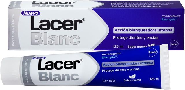 Imagen de la oferta: LACERBLANC - Pasta de Dientes Blanqueadora 125ml Sabor Menta, Acción Blanqueadora, Elimina Manchas Dentales, Previene la Placa, el Sarro y la Sensibilidad Dental, Protección de Encías