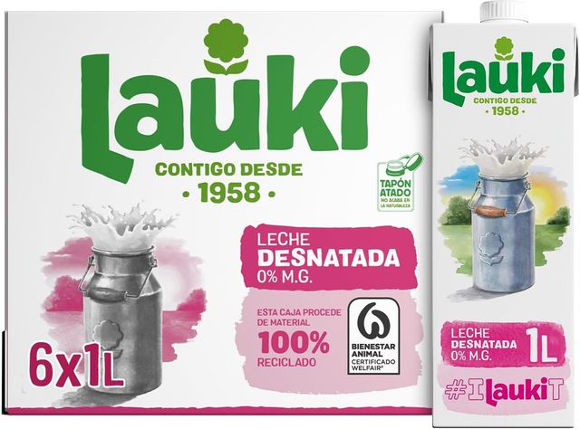 Imagen de la oferta: Lauki Leche Desnatada - Pack de 6 x 1 L - Total: 6 L