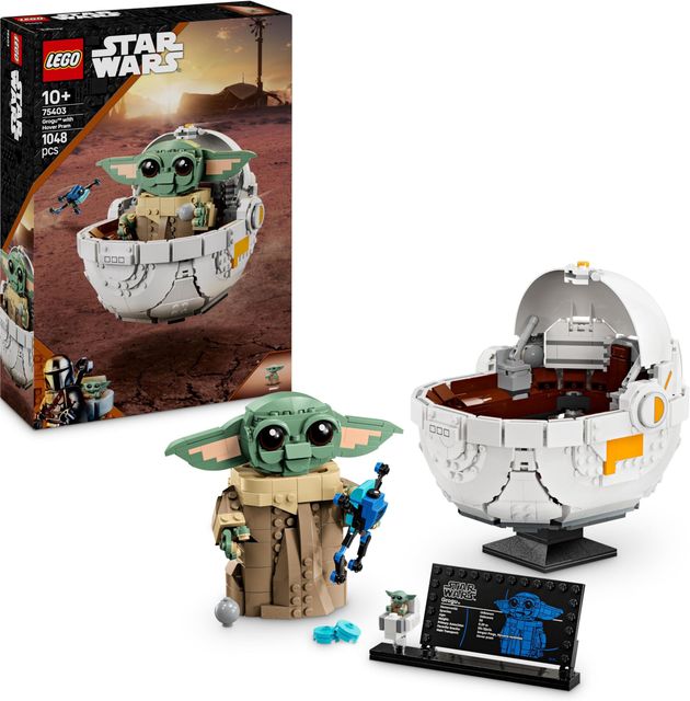 Imagen de la oferta: LEGO Star Wars 75403 Grogu con Aerocuna, Figura Articulada de Baby Yoda de Juguete y Minifigura, Decoración de Habitación Juvenil, Regalo para Niños y Niñas de 10 Años o Más y Fans de The Mandalorian