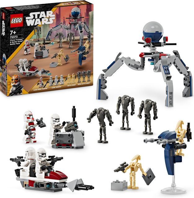 Imagen de la oferta: LEGO Star Wars Pack de Combate: Soldado Clon y Droide de Combate, Juguete Infantil, Moto Speeder de Juguete, Figura Tri-Droide y Puesto Defensivo, Regalo para Niños y Niñas de 7 Años o Más 75372