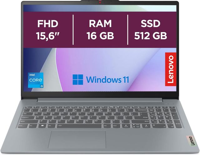 Imagen de la oferta: Lenovo IdeaPad Slim 3 Gen 8 – Ordenador Portátil 15.6" FHD Intel Core i5-13420H, 16 GB RAM, 512 GB SSD, Intel UHD Graphics, Wi-Fi 6, Win 11 Home, Office Trial Teclado QWERTY Español - Gris Ártico