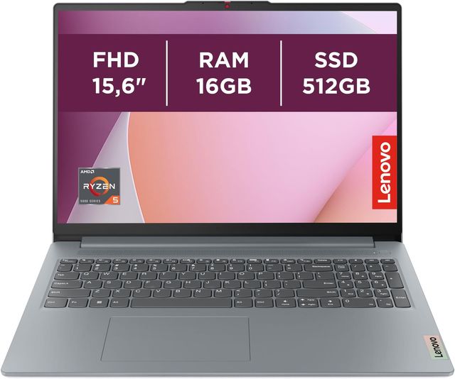 Imagen de la oferta: Lenovo IdeaPad Slim 3 Gen 8 - Ordenador Portátil 15.6'' FHD (AMD Ryzen 5 7520U, AMD Radeon 610M Graphics, 16 GB RAM, 512 GB SSD, Wi-Fi 6, Sin Sistema Operativo) Teclado QWERTY Español, Gris Ártico