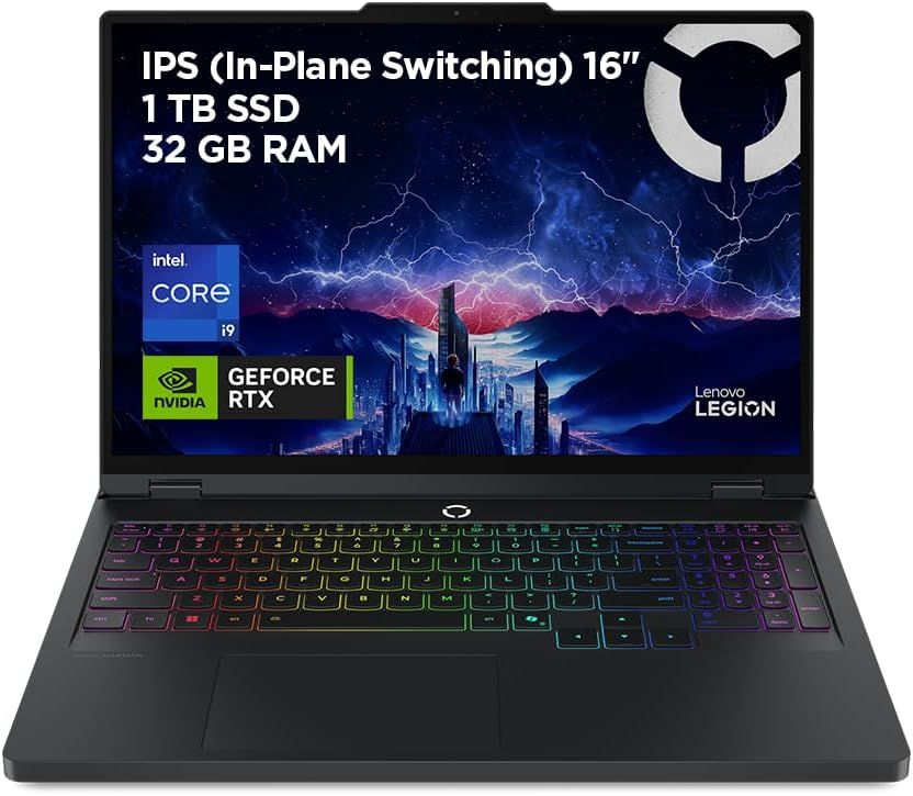 Imagen de: Lenovo Legion Pro 5 Gen10– Portátil Gaming IA 16" WQXGA (Intel Core i9-14900HX, NVIDIA GeForce RTX 5070, 32GB RAM, 1TB SSD, 240Hz, WiFi 6, Sin Sistema Operativo) QWERTY RGB 24 Zonas Español – Negro