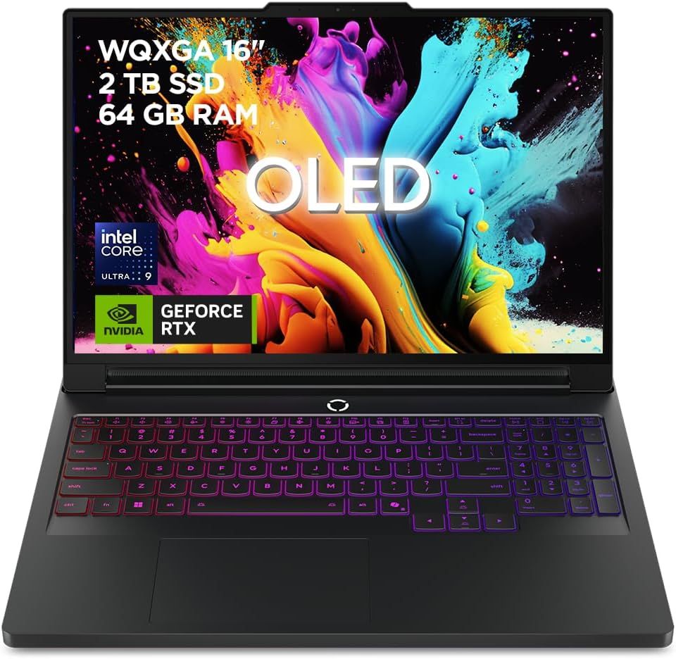 Imagen de: Lenovo Legion Pro 7 Gen 10 – Portátil Gaming IA 16" OLED (Intel Core Ultra 9 275HX, NVIDIA GeForce RTX 5090, 64 GB RAM, 2 TB SSD, 240Hz, Wi-Fi 7, Win 11 Home) Teclado RGB QWERTY – Negro