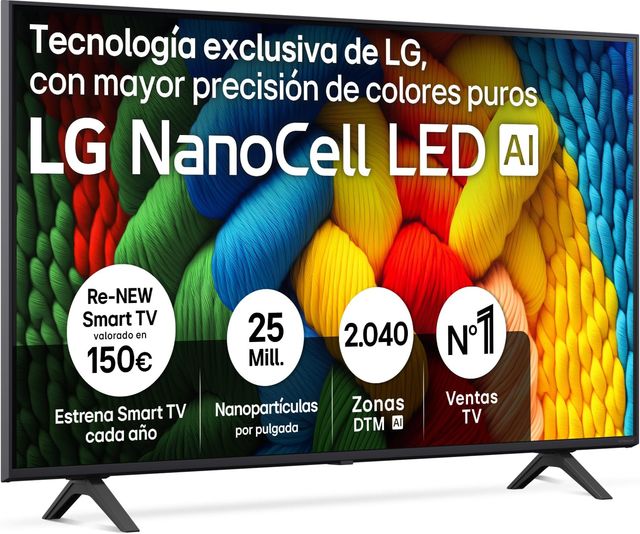 Imagen de la oferta: LG 50NANO80A6B - TV 50", 4K NanoCell, Smart TV, LED IA, WebOS 25, Procesador Potente e Inteligente, Super Upscaling, Dolby Digital Plus, Alexa/Google Assistant, Negro