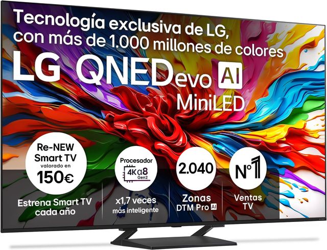 Imagen de la oferta: LG 85QNED93A6A - TV 85", 4K QNED EVO, Smart TV, WebOS 25, Procesador Potente e Inteligente, MiniLED AI, Super Upscaling, Dolby Vision y Atmos, Alexa/Google Assistant, Negro