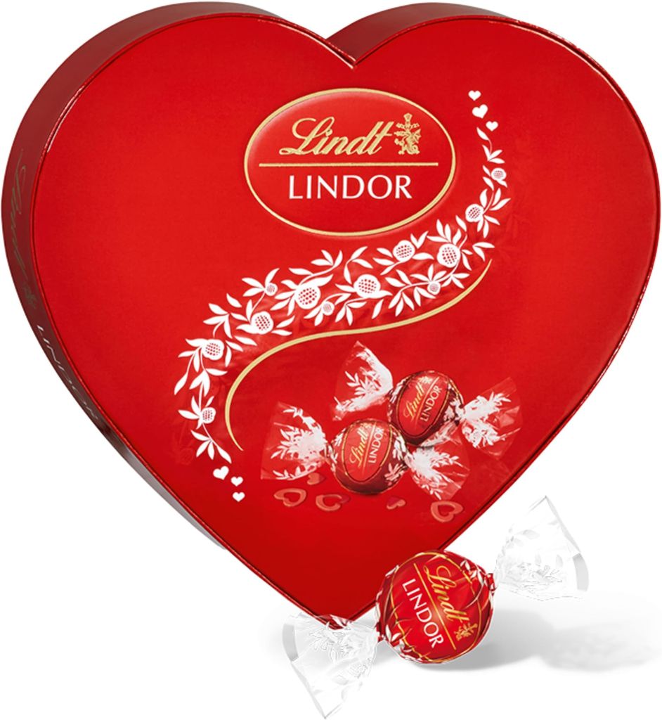 Imagen de: Lindt LINDOR Bombón Corazón Chocolate con Leche San Valentín, caja con aprox 16 bombones con forma de corazón para regalar, chocolate cremoso, bombones para regalar, 16 bombones, 200g