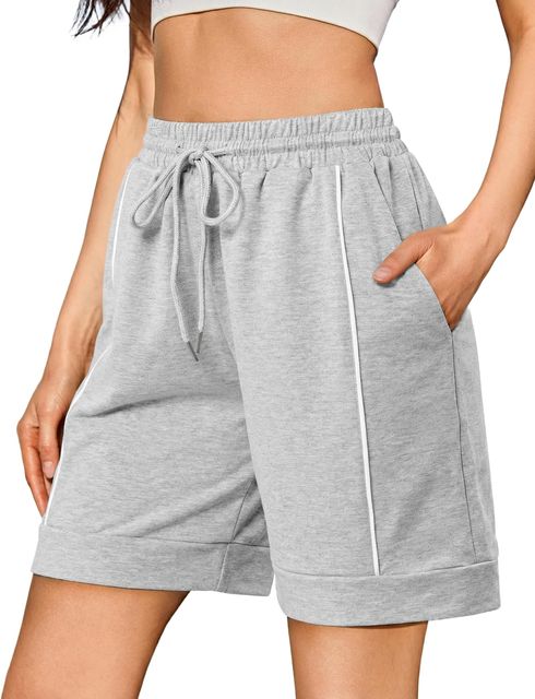 Imagen de la oferta: Litherday Shorts Mujer Algodón Verano Pantalones Cortos Deportivos con Bolsillos Grandes y Cintura Elástica para Yoga Running Casa S-XXL