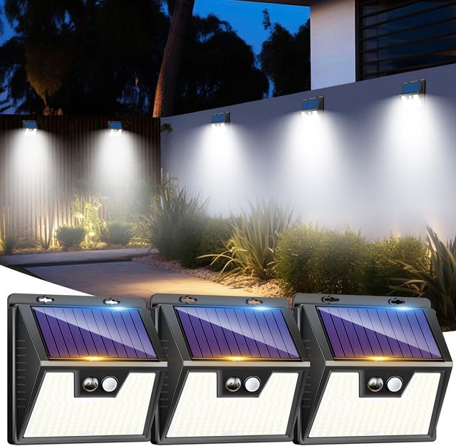 Imagen de la oferta: LOTMOS 3 Paquete Luz Solar Exterior, 176 LED Focos Led Exterior Solares con Sensor de Movimiento, 3 Modes Impermeable Lamparas Solares Potente para Jardín, Garaje, Calle, Patio, Caminos (Blanco Frío)
