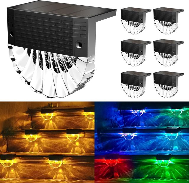 Imagen de la oferta: FIFlying Luces Solares Led Exterior Jardin, 6 Piezas Luz Solar Exterior, IP65 Impermeable Focos Led Solares, 3 Modelos Luz Solar Jardin, Auto ON/OFF Luces Solares para Valla Patio Escaleras Escalones