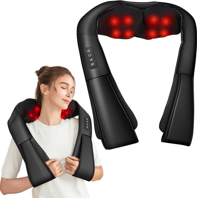 Imagen de la oferta: Brelley Masajeador Cervical y Espalda, Masaje con Calor Relajante, Ideal para Aliviar el Dolor Muscular, Regalo para Mujeres y Hombres, Mamá y Papá