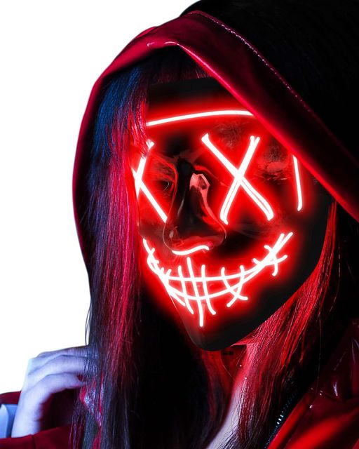 Imagen de la oferta: AnanBros Máscara de Halloween con luz LED que brilla en la oscuridad, 3 modos de iluminación para juegos de disfraces, cosplay y fiestas