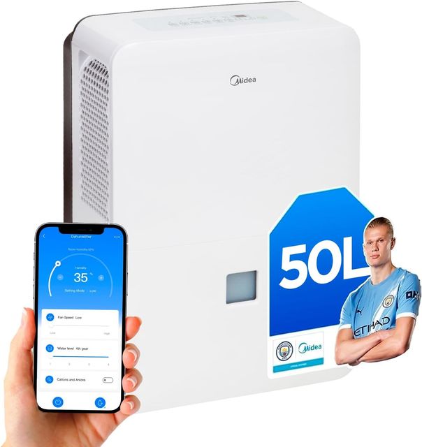 Imagen de la oferta: MIDEA Deshumidificador de humedad interior 50L/Dia | Depósito extraible de 6L, APP/Wifi, Modo Confort, Temporizador de 24H | Desumidifador Industrial de Gran capacidad hasta 120 m2/300 m3