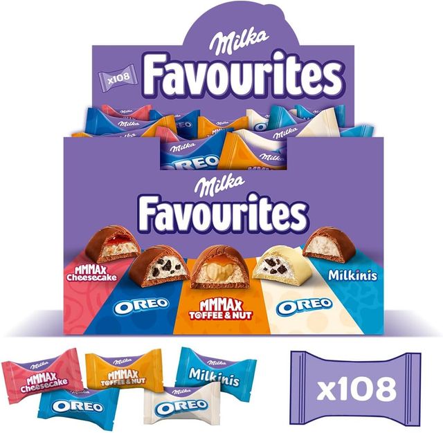 Imagen de la oferta: Milka Favourites, Surtido de Bombones Individuales, Caja de 108 Mini Chocolatinas, 1 kg
