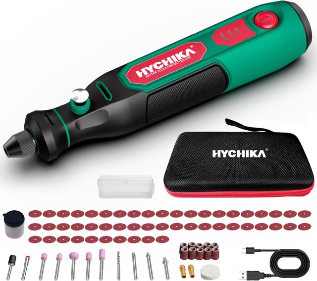 Imagen de la oferta: HYCHIKA 3,6V Mini Amoladora Eléctrica Bateria，Con 77 Accesorios para Taladrar, Lijar, Pulir, Grabar，Mini Taladro Eléctrica con Velocidad Ajustable y Carga Tipo-C，Herramienta Rotativa Ideal para DIY
