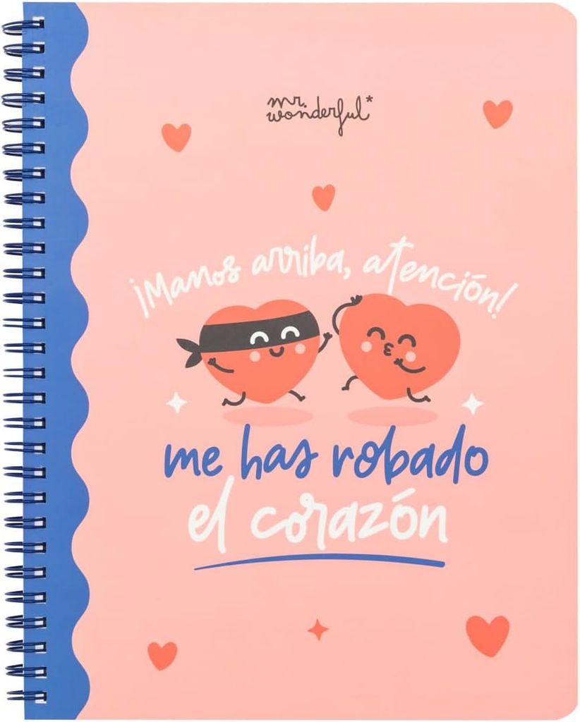 Imagen de: Mr. Wonderful - Libreta A5 - ¡Manos arriba, atención! Me has robado el corazón - Incluye 3 hojas de pegatinas - 100 páginas