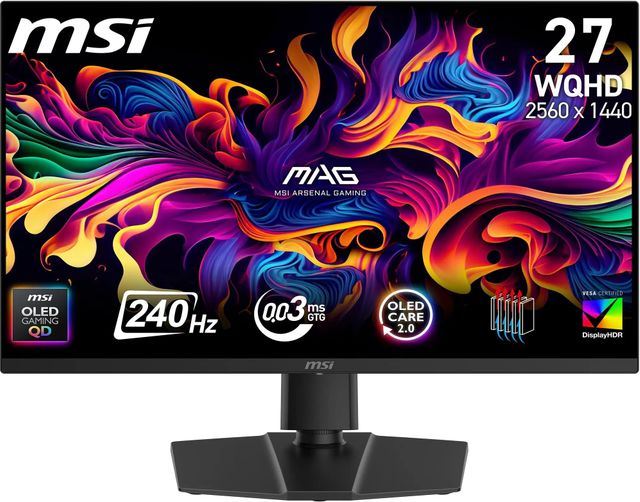 Imagen de la oferta: MSI mag 273QP QD-OLED X24 - Monitor Gaming Plano 26.5" WQHD - Panel OLED Quantum Dot 2560 x 1440 240Hz / 0.03ms, 99% DCI-P3, Delta E≤2, DisplayHDR True Black 400, DP 1.4a, HDMI 2.1