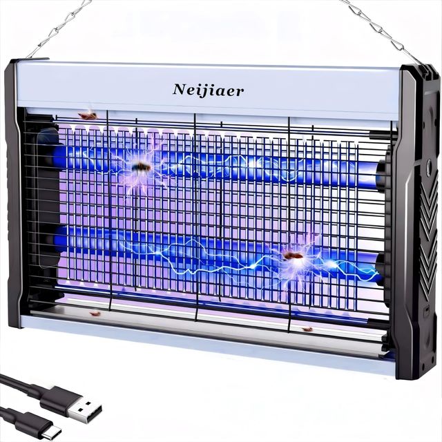 Imagen de la oferta: Neijiaer Lampara Antimosquitos 3200V, Mata Mosquitos Electrico con UV para Pared, Alimentado por USB con Cable de Energía, Diseño Seguro Anticontacto con Bandeja, para Interior y Exterior
