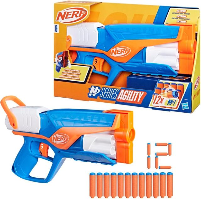 Imagen de la oferta: Nerf Lanzador N Series Agility con 12 Dardos, Tambor Rotatorio de 6 Dardos, Actividades al Aire Libre, Regalo de Reyes Magos y Papá Noel para Niños y Niñas de 8 Años o Más
