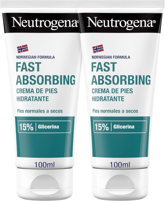 Imagen de la oferta: Neutrogena Fórmula Noruega Crema de Pies Absorción Inmediata (pack de 2 x 100 ml), crema hidratante para pies normales a secos, crema no grasa de absorción rápida