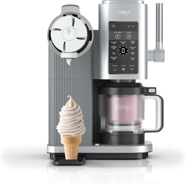 Imagen de la oferta: Ninja CREAMi Scoop & Swirl máquina de helados y máquina de yogurt helado con 2 tarrinas, 13 funciones, prepara helado, helado cremoso, gelato, sorbete, batido y más, opción de extras, Plata, NC701EU