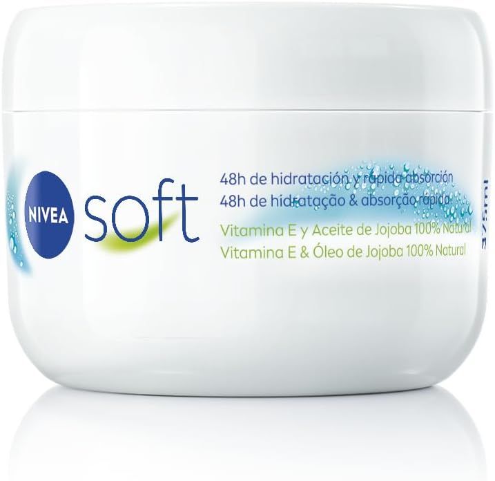 Imagen de: NIVEA Soft (1 x 375 ml), crema multiusos con aceite de jojoba y vitamina E, crema hidratante intensiva para el cuidado de la piel de cara, cuerpo y manos, sin parabenos