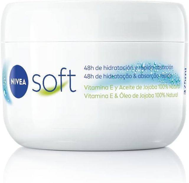 Imagen de la oferta: NIVEA Soft (1 x 375 ml), crema multiusos con aceite de jojoba y vitamina E, crema hidratante intensiva para el cuidado de la piel de cara, cuerpo y manos, sin parabenos