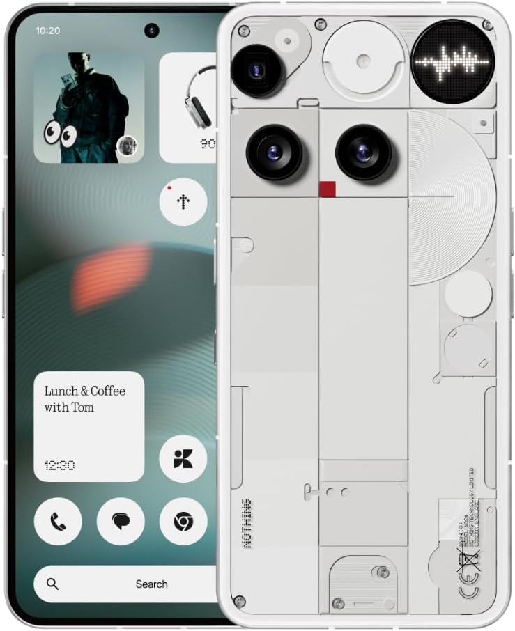 Imagen de: Nothing Phone (3) – Handy mit 50 MP Triple-Kamera, 24h Silizium-Kohlenstoff Akku, 6,67" 120Hz AMOLED Display, Glyph Matrix, 12GB + 256GB – Weiß