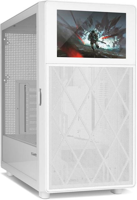 Imagen de la oferta: NOX Xtreme Products Hummer BIOS - Semitorre ATX | M-ATX | ITX, Pantalla LCD 8" Personalizable, Panel Frontal Metal Mesh, Lateral Cristal Templado, Espacio 11 Ventiladores, USB-C y 3.0, Color Blanco