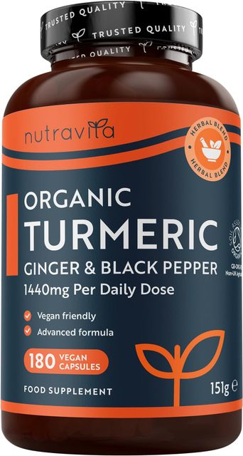 Imagen de la oferta: Nutravita Cúrcuma Orgánica con Jengibre y Pimienta Negra - 180 Cápsulas Veganas, 3 meses - Cúrcuma en Cápsulas Bio con Extracto de Curcumina Ecológica para Inflamación, problemas Digestivos