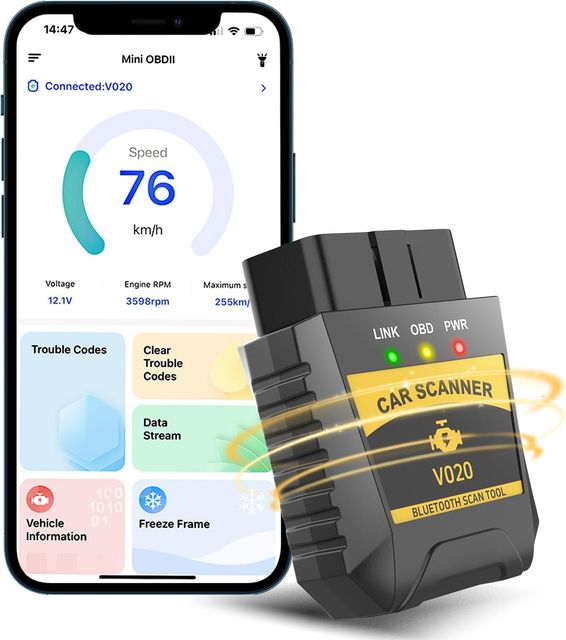 Imagen de la oferta: OBD2 Diagnostico Coche, Bluetooth Diagnostico Escaner para Coches Profesionales Apoya Español, Automóvil Fallo del Motor Herramienta de Diagnosis Compatible con los Vehículos de Gasolina