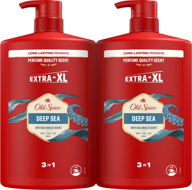 Imagen de la oferta: Old Spice Deep Sea Gel De Ducha Y Champú Para Hombres 2x1000ml, Gel Para Cara, Cuerpo Y Pelo 3 En 1 Multiusos, Frescura Duradera, Fragancia Excepcional, Limpieza Profunda