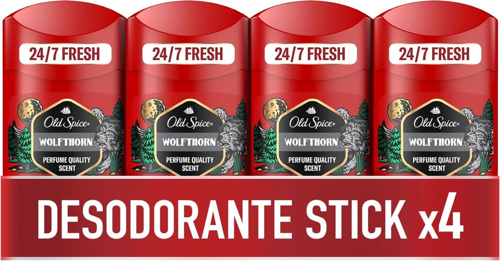 Imagen de: Old Spice Wolfthorn Desodorante En Barra Para Hombres 4x50 ml
