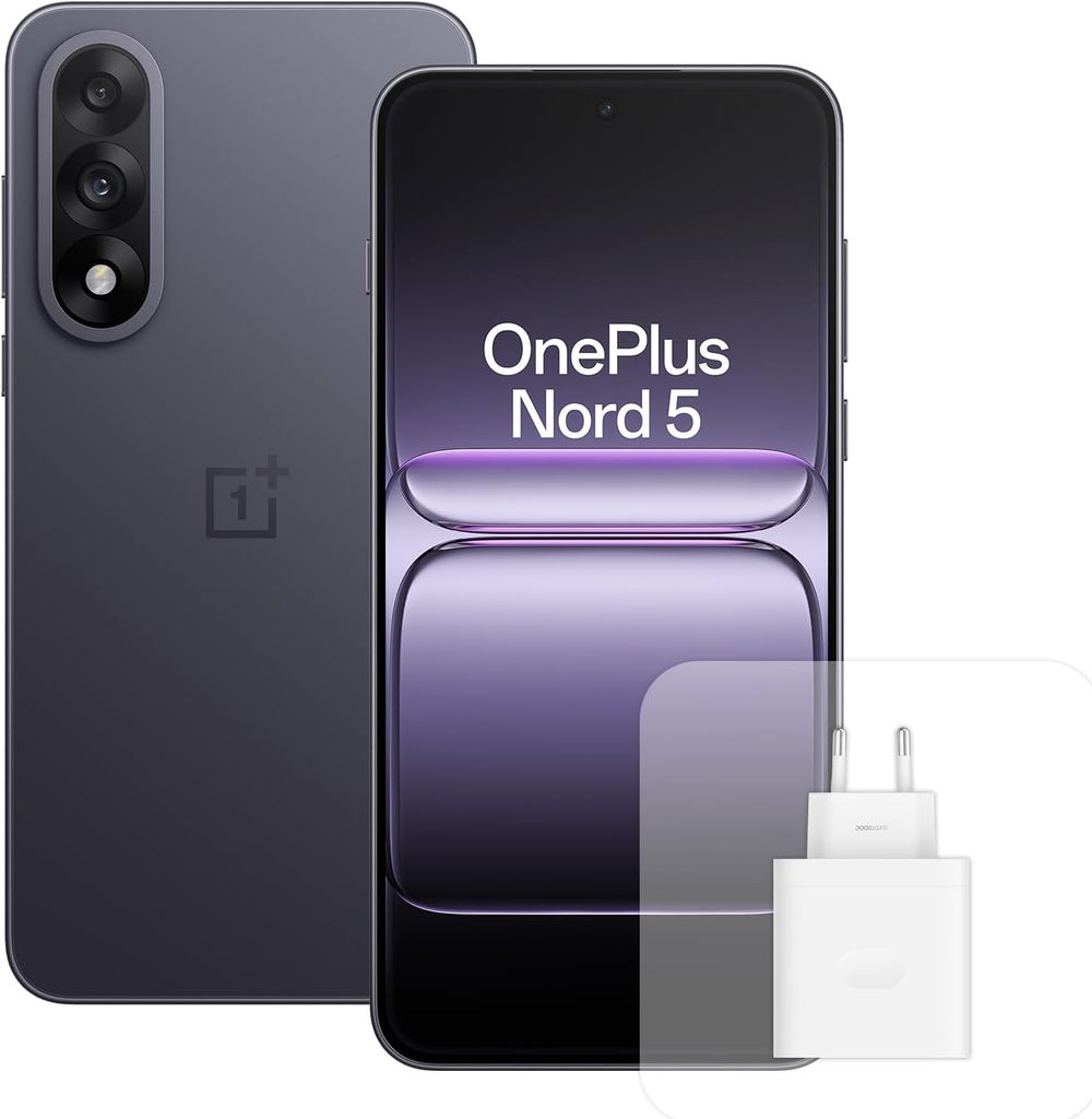 Imagen de: OnePlus Nord 5 Smartphone con 8 GB RAM 256 GB, Pantalla AMOLED de 6,83" y 144 Hz, Snapdragon 8s de 3 generación, cámara Dual de 50 MP, batería de 5200 mAh, con Cargador de 80W, Gris