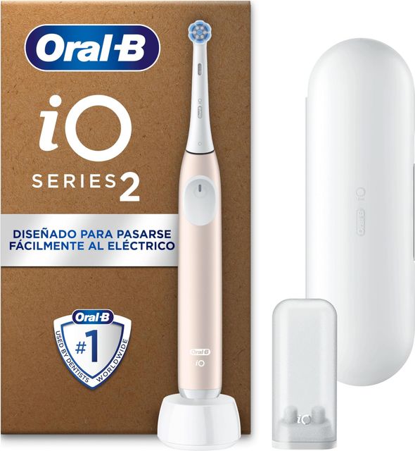Imagen de la oferta: Oral-B iO 2 Cepillo de Dientes Eléctrico Rosa Suave, 1 Cabezal, 1 Estuche De Viaje, 1 Soporte de Recambios de Viaje, 3 Modos De Cepillado, Sensor De Presión y Temporizador, Diseñado por Braun
