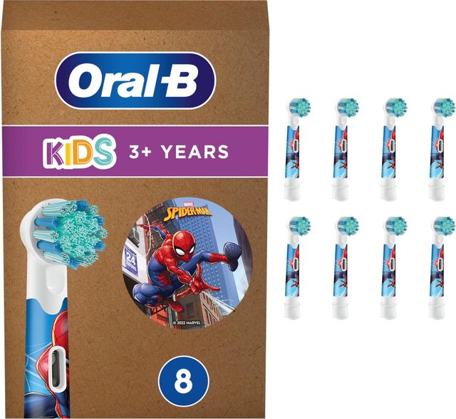 Imagen de la oferta: Oral-B Kids Recambios ORIGINALES con Motivos de Spiderman, Pack de 8 Cabezales para Cepillo de Dientes Eléctrico Oral B Para Niños (Tamaño Buzón)