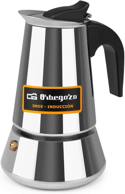 Imagen de la oferta: Orbegozo KFI 460 , Cafetera italiana inducción , 4 tazas , mango ergonómico, apta para cocinas de gas, eléctricas y de vitrocerámica, se puede usar en lavavajillas, color acero inoxidable