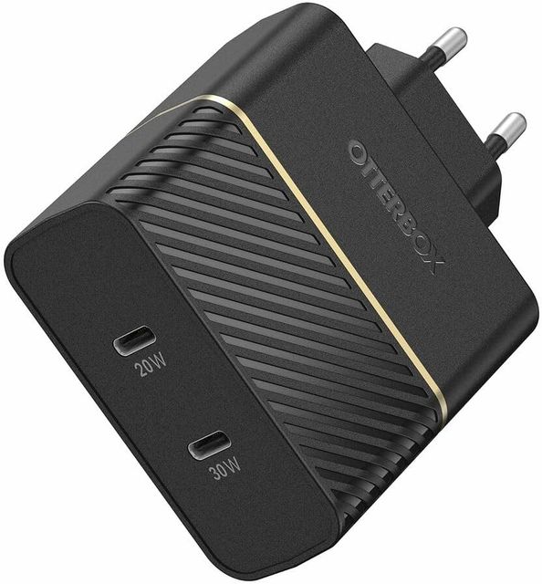 Imagen de la oferta: Otterbox EU Cargador de Pared de Dos Puertos 50W, USB-C PD 30W GAN + USB-C PD 20W, Cargador de Carga rápida para Smartphones y Tablets, Resistente a caídas, Ultra Duradero, Negro