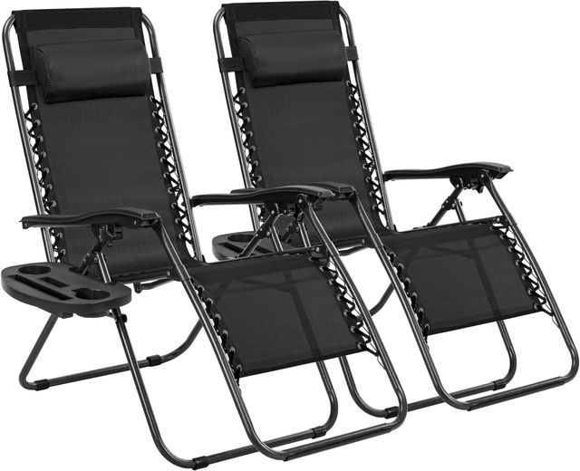 Imagen de la oferta: T-LoVendo Pack 2 Tumbonas o Sillas de Exterior Plegables para jardín, Playa, Piscina, terraza. Gravedad Zero 2 Unidades, Acero Ligero, Portavasos y Reposacabezas
