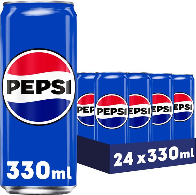 Imagen de la oferta: Pepsi regular Refresco de cola, pack de 24 latas de 330 ml, 7.92 litros en total
