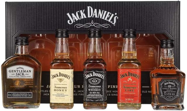 Imagen de la oferta: Jack Daniel's Tennessee Whiskey Pack 5 Botellas Miniaturas, Caja Para Regalar, 5 x 50 ml