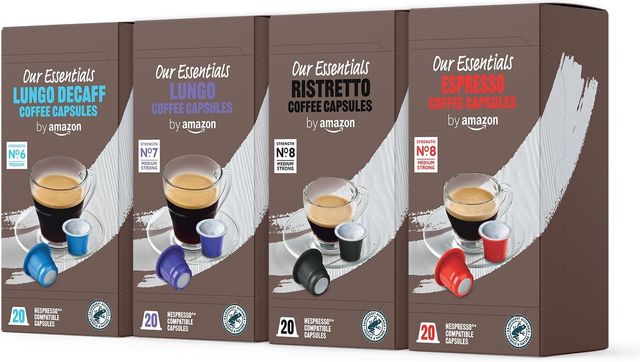 Imagen de la oferta: by Amazon Paquete Variado Estándar de Cápsulas de Café Espresso de Plástico Compatibles con Nespresso, Tostado Medio, 80 Unidades (4 Paquetes de 20), Certificadas por Rainforest Alliance