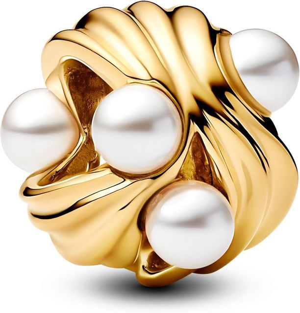 Imagen de la oferta: Pandora Moments 763915C01 - Colgante de plata de ley con aleación chapada en oro de 14 quilates y perlas artificiales, compatible con colgante Moments, 10,9x10,2x8,7 mm, Plata de ley, perla sintética