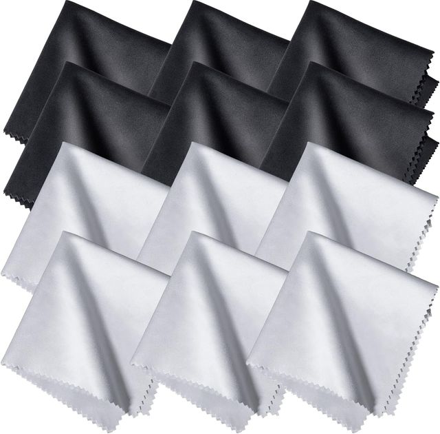 Imagen de la oferta: 12 paños de limpieza para gafas de calidad óptica, 20 x 20 cm, microfibra, extrasuaves y absorbentes