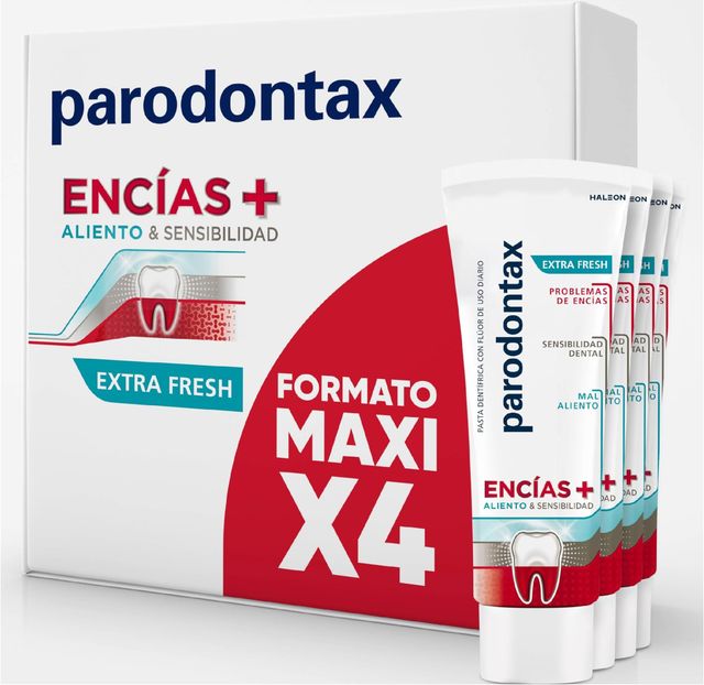 Imagen de la oferta: Parodontax Encías + Aliento y Sensibilidad, Pasta de Dientes, Protege Frente Problemas de Encías, Mal Aliento y Sensibilidad Dental, Pack 4x75 ml