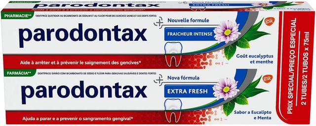 Imagen de la oferta: Parodontax Dentifrice Fraîcheur Intense Dentrifice, Soulager La Sensibilité Dentaire, Extra Fresh, Lot de 2x75 ml